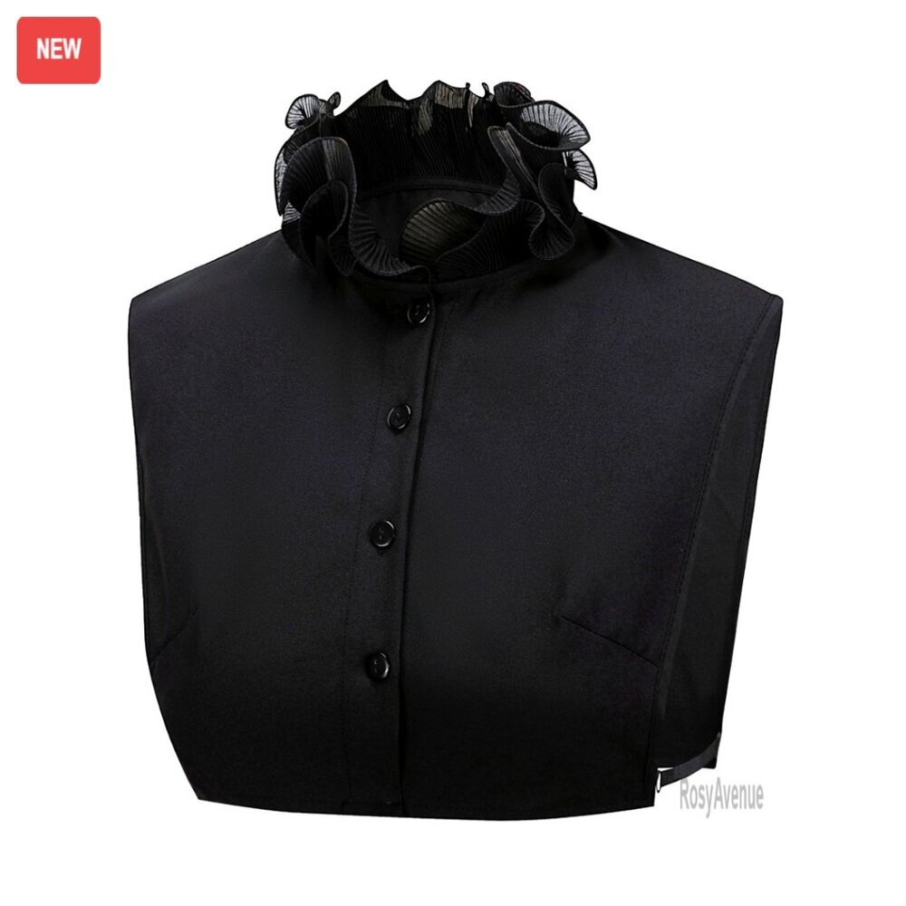 Chiffon Victorian Detachable Collar with Cuffs, Adjustable Straps, One Size